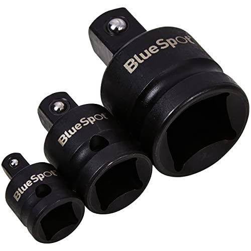 Image of BlueSpot 3 Pcs Impact Adaptor Set | Socket Reducer | Female Drive To Male Drive | Chrome Vanadium | 3/4" F x 1/2" M, 1/2" F x 3/8" M, 3/8" F x 1/4" M | Garage | Repair | Hand Tools | DIY | UK FREE P&P