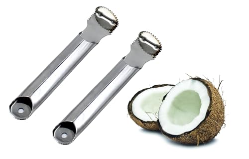 Image of Stainless Steel Coconut Opener Tool Pack of 2 | Heavy Duty Coconut Scraper & Peeler | Manual Coconut Shell Remover for Home & Commercial Kitchen Use