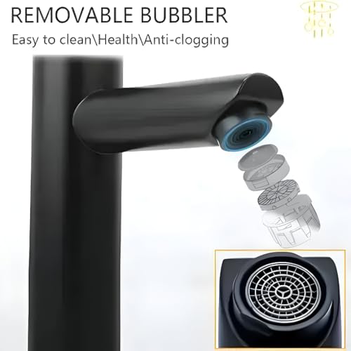Image of SPAZIO Black PVD Coated Turbo Tall Pillar Cock Tap with Long Spout & 12 Inches Tall Body Tall Boy Extended Pillar Tap Faucet (Deck Mount Installation Type)