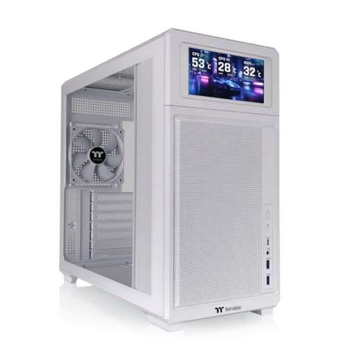 Image of Thermaltake TR300; Preinstalled 6.0 Inch LCD Screen; Mid Tower; 1x120mm PWM Fan Included; ATX /mATX /mITX Support; 360mm Radiator Support; 410mm GPU Clearance; Snow; CA-11M-00M6WN-01