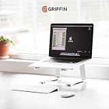 Griffin Elevator aluminiowy stojak do Apple Macbooków, notebooków i laptopów [stojak na laptopa ze szczotkowanego aluminium, ergonomiczna praca, antypoślizgowe gumowe nóżki] srebrny/przezroczysty