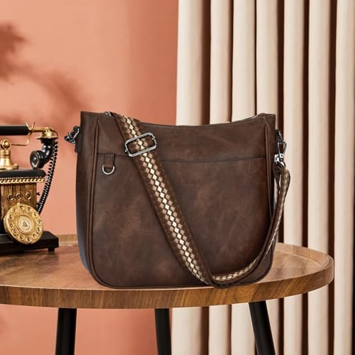 Image of 2PCS /Set Crossbody Bags for Women,Vegan Leather Hobo Purse Wallet For Women Set,Shoulder Bags With 2 Adjustable Strap
