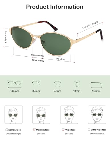 Image of SOJOS Retro Oval Polarized Sunglasses for Women Men, Trendy Chic Cat Eye 90s Y2K Sunnies SJ1266