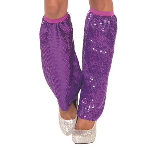 Image of Sequins Leg Warmers Sparkle Leg Sleeves 80 Leg Socks for Women Girls Leg Gifts Purple