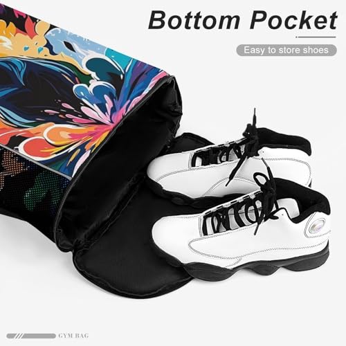 Lightweight Colorful Nine Tailed Fox Art Drawstring Bag for Women, Pull String Bags Easy to Carry, Backpack for Sports Gym Beach Travel4