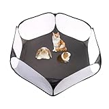 Foonary Kleintiere Laufstall, Tragbarer und atmungsaktiver transparenter Kleintierkäfig, Faltbarer Offener Käfig-Zelt, Meerschweinchen Käfig Für Hamster, Hase, Igel (Schwarz)