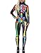 AIDEAONE Halloween Kostüm Damen Skelett Aufdruck Catsuit Jumpsuit Knochen Skeleton Anzug Karneval Fasching L