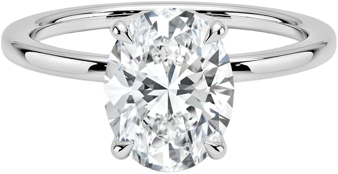 1-3.0 Carat Oval Moissanite Solitaire Hidden Halo Engagement Ring with Accents Lab Created Diamond In 14k White Yellow Rose Gold For Women,D-VVS1 Promise