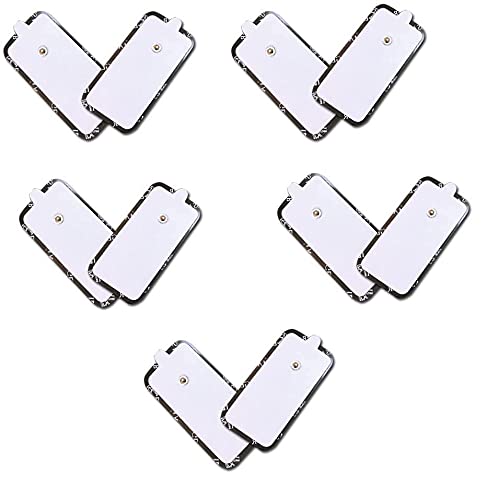 TENS Replacement Pads Electrode Self Adhesive Premium Quality XL Extra Large Snap On Sticky Reusable Pads 5 Pairs (10 Pads)