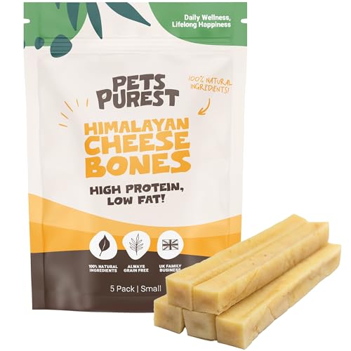 Pets Purest Himalayan Yak Chews with Milk for Dog Puppy & Senior - 100% Natural Cheese Bone Food Treats - Long Lasting Protein & Calcium Dogs Dental Stick Snack for Plaque Off Tartar & Teeth (5 Pcs)