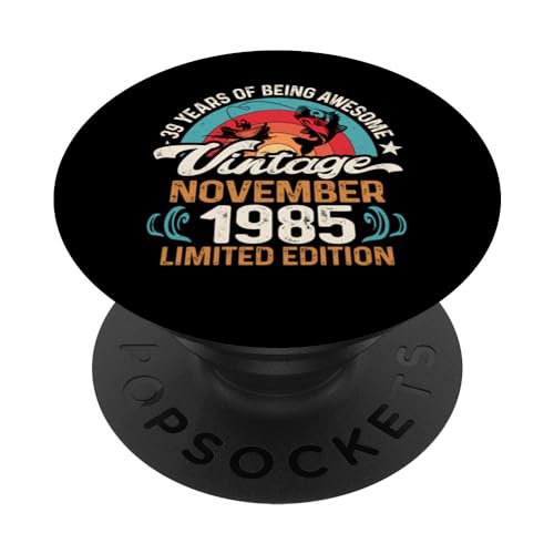 Retro 39 cumpleaños 39 años amantes de la pesca noviembre 1985 PopSockets PopGrip Intercambiable