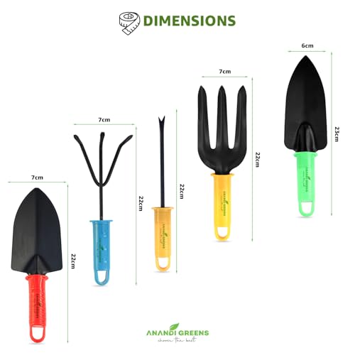 Image of Anandi Green's Metal Agriculture Garden Spectacular Heavy Duty Plastic Handle Gardening Tools Set for Gardening (Multicolor Tool PO5)