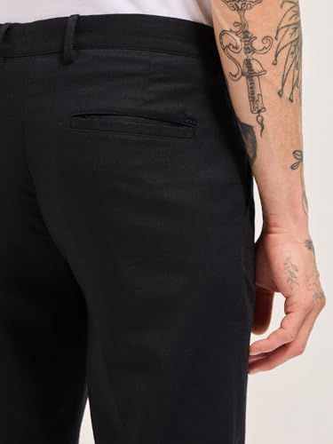 Image of THE BEAR HOUSE Men's Formal Blue Regular Fit Solid Trouser