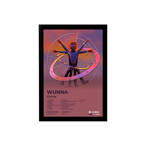 Image of BLINKART Gunna - WUNNA Wall Photo Frames | Wall Art for Bedroom, Living Room, Studio or Office | Album Cover Print with Spotify Song Link QR Code | Gift for Fans - 8x12 In