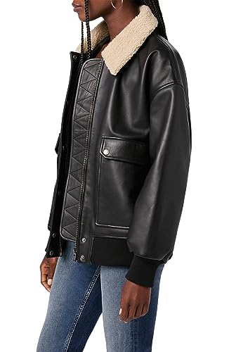 HUDSON Women's Oversized Leather Bomber Jacket3