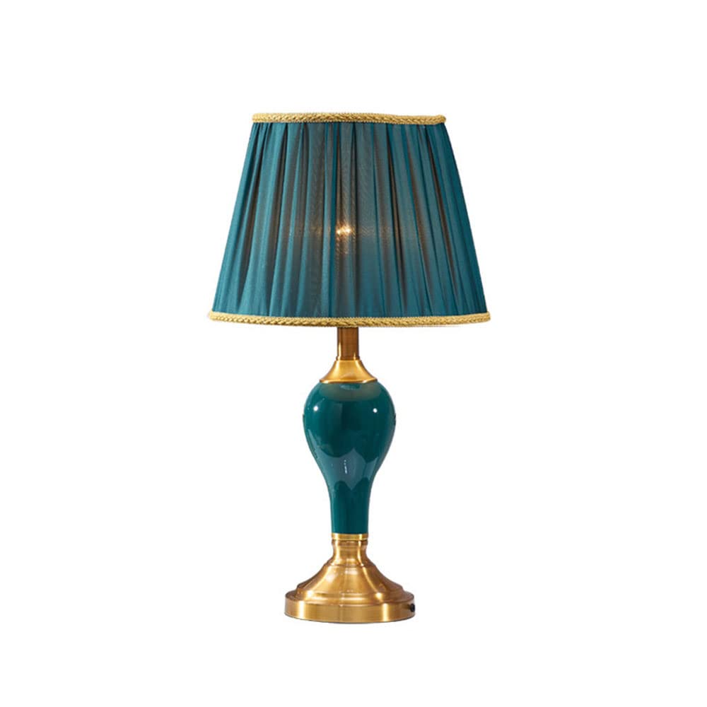 asdchZen Table Lamps For Living Room, Modern Ceramic Bedrooms Lamp For Bedside, Farmhouse Button Switch Nightstand Lamp With Fabric Lamp Shade, E26 Bulbs-B,C