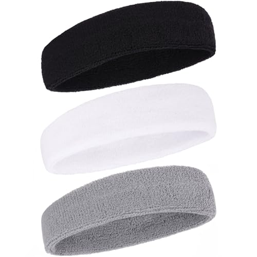 Sweatbands Sports Headband for Men and Women Terry Cloth Moisture Wicking Sports Sweatband for...