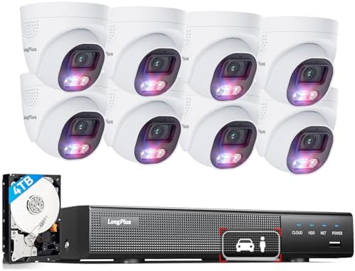 LongPlus 4K PoE Security Camera System, 12MP H.265+ 16CH NVR with...