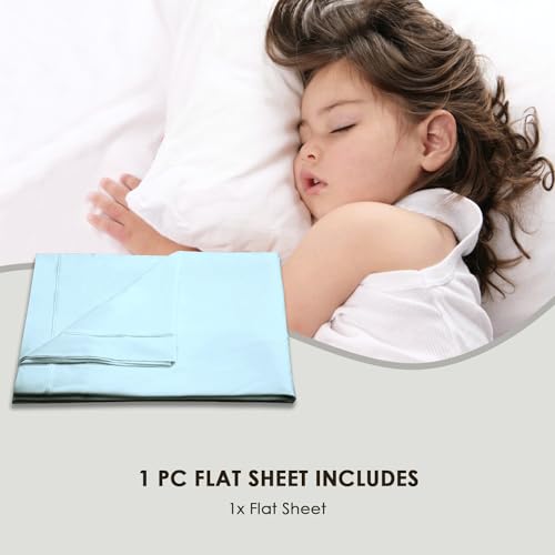 Pizuna Pure Combed Cotton Super King Flat Sheet Baby Blue - Image 4