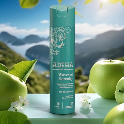 Image of Kleenest Adeha Room Air Freshener Spray - Waves of Serenity | Alcohol Free Long Lasting Fragrance for Home & Office | Odour Buster Technology | Essential Oil Room Spray, Pet & Baby Safe | 218 ml