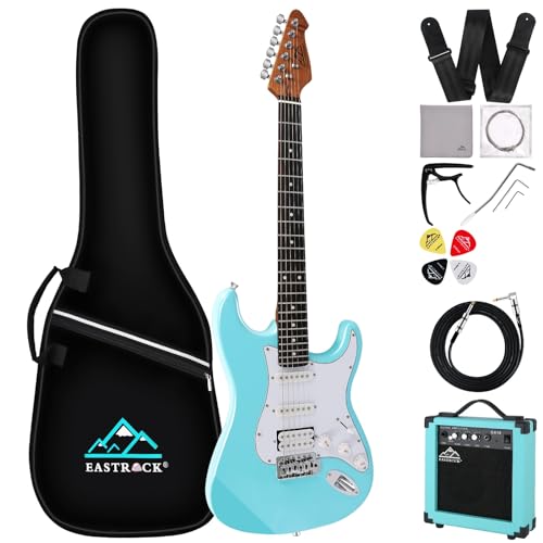 EASTROCK - Kit de iniciación para guitarra eléctrica de 39 pulgadas, tamaño completo con amplificador...