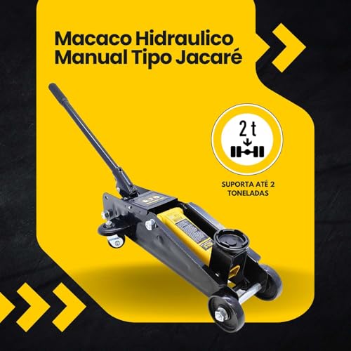 Macaco Hidráulico Manual Portátil Tipo Jacaré Eleva de 135mm a 320mm Aço Reforçado e Compacto para T