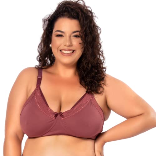 Sutiã Amamentação Microfibra Lisa, Tamanho Plus Size, Sem Bojo (50, Bordô)