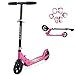 Ccfoud patinetes para niños, Ruedas sólidas de PU de Alta Elasticidad Rodamientos de Bolas ABEC-7 Altura Ajustable Freno de Guardabarros Trasero Scooter Plegable con Equipo de protección (Pink)