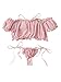 SheIn Women's Self Tie Ruffle Trim Sexy Lingerie Bardot Chiffon Bra and Panty Set Light Pink Large
