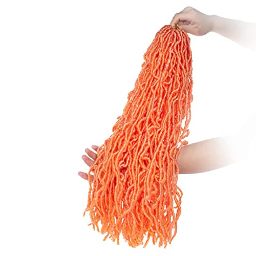 Zrq 2 Packs Orange Faux Locs 24 Inch Soft Locs Croceht Braids Hair,Long Goddess Locs Braiding Hair Curly Wavy Afro Roots Dreadlock Hair Extensions Orange# #TOP5