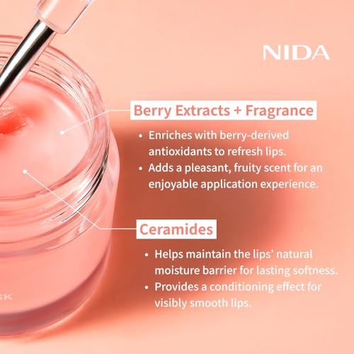 NIDA Overnight Lip Mask - Very Berry | Intense Hydration & Plumping Sleeping Mask for Dry, Chapped Lips | 0.7 oz., 20g