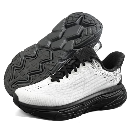 Image of Men's Slip on Walking Sneakers - Lightweight Running Shoes - Cushioned Comfort for Gym, Training, Tennis, Workout - Athletic Fashion - Black /Beige Size 6.5-13