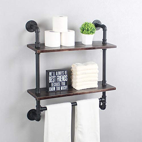 Amazing 🔥 Industrial Bathroom Shelves Wall Mounted,24in Rustic 2 Layer Bathroom Shelf with Towel Bar,Metal Pipe Storage Wall Shelf for Kitchen,Floating Shelves,Bathroom Shelves Over Toilet,Vintage Blcak 70% Off Everything Industrial Bathroom Shelves Wall Mounted,24in Rustic 2 Layer Bathroom Shelf with Towel Bar,Metal Pipe Storage Wall Shelf for Kitchen,Floating Shelves,Bathroom Shelves Over Toilet,Vintage Blcak