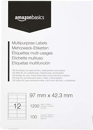 Amazon Basics Multipurpose Address Labels, 48.5mm x 25.4mm, 100 Sheets, 40 Label per Sheet, 4000 Labels