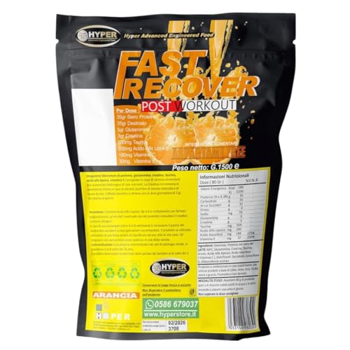Integratori Recupero Muscolare Fast Recover 1,5Kg Arancia Post Workout Aumento Massa Muscolare Integratore Per Sportivi Contro Stanchezza Fisica Prote