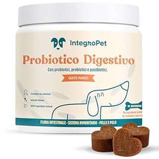 INTEGROPET - Probiotico per Cani Gusto Manzo - Integratori Probiotici per Cani per Intestino, Prurito e Sistema Immunitario