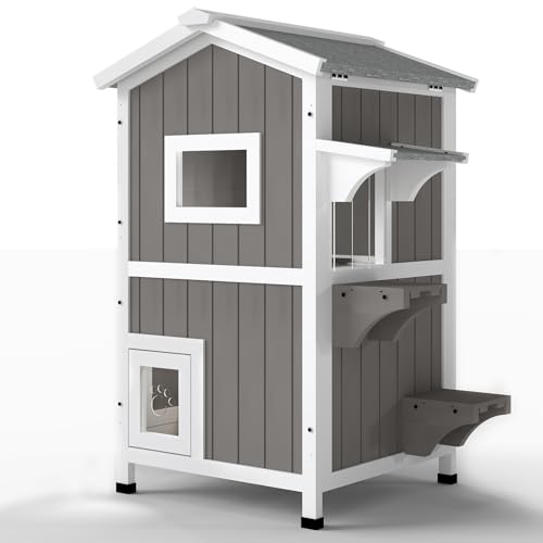 PetsCosset Outdoor Cat House with Escape Door
