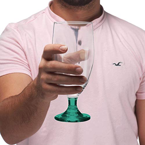 Discount Promos Large Water Goblet Glasses By Toscana, 20 Oz Set Of 10, Iced Tea Stemmed Footed Glass Glassware, Green #TOP6