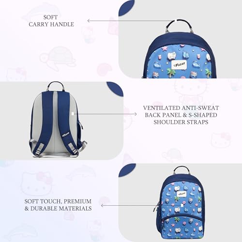 Image of F Gear Brio Kids Backpack|Water-Resistant Polyester|2 Spacious Compartments with Front Pocket & Bottle Holder Adjustable Shoulder Straps|Durable YKK Zippers