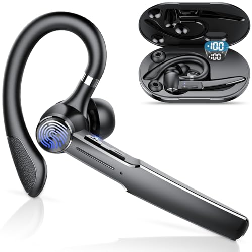 Tukio Bluetooth Headset V5.3, 110H HD Talk Handsfree Earpiece Wireless Headset with 4 ENC Noise Canceling Microphone Mute, LED Display, Single Ear Headsets IP7 Waterproof/in-Ear Headphone for Driving Tukio Bluetooth Headset V5.3, 110H HD Talk Handsfree Earpiece Wireless Headset with 4 ENC Noise Canceling Microphone Mute, LED Display, Single Ear Headsets IP7 Waterproof/in-Ear Headphone for Driving