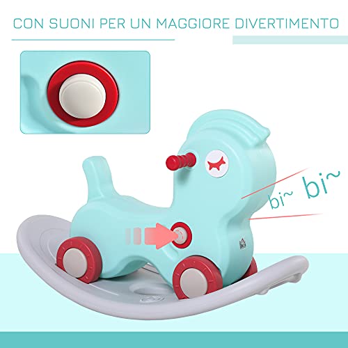 Homcom Cavallo a Dondolo 2 in 1 con Ruote e Giochi...