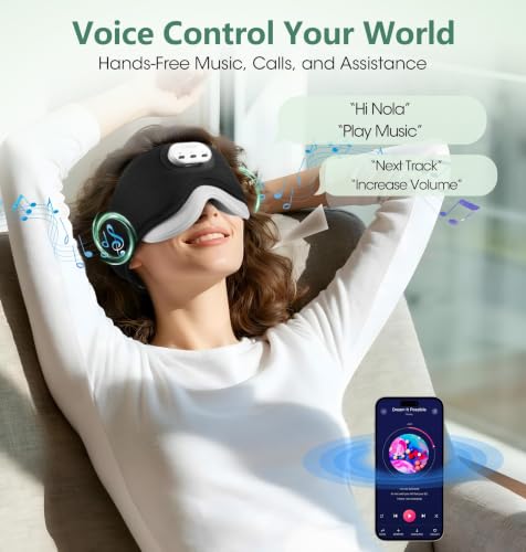 LC-dolida Bluetooth Sleep Eye Mask for Women Men Voice Control Bamboo Cotton Headphones - image 2