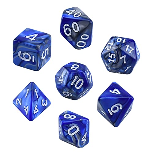 ダイス 7個セット 多面体サイコロ アクリルダイス 7つポリゴンサイコロ 鋭いエッジと美しいインクルージョンを備えた 美的感覚の卓上 収納用 卓上ゲーム ボードゲーム おもちゃ 多用途 収納袋付き