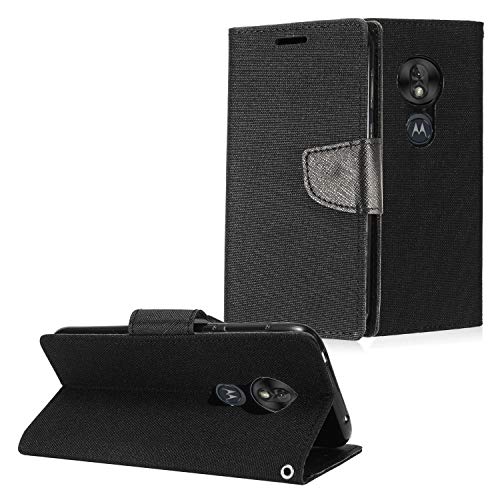 Z-GEN - Compatible with T-Mobile REVVLRY, Moto G7 Play, G7 Optimo XT1952/DL - Denim Fabric Flip Wallet Phone Case - CT5 Black