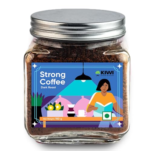 Image of Kiwi Kisan Window Strong Instant Coffee, 150g (70 Cups) | Dark Roast Espresso | 100% Arabica Beans | Bold Flavor, Rich Aroma, Smooth Finish