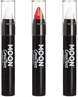 Face Paint Stick Body Crayon by Moon Creations | England White Red Flag Set | 3.2g | For Kids, Adults, Fancy Dress, Festivals, Halloween, World Cup 2022