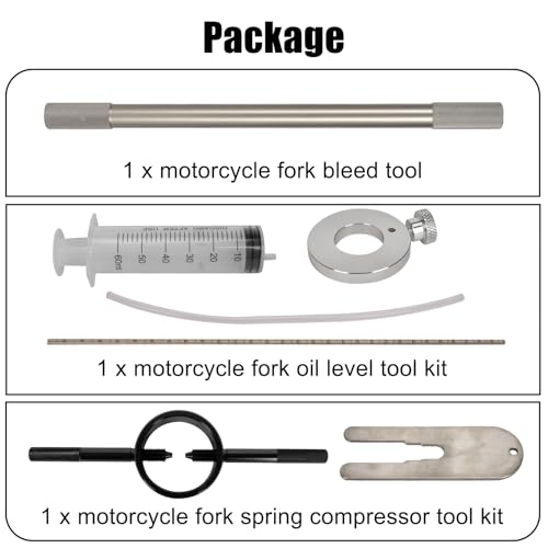 Image of Motorcycle Fork Service Tool Kit - PSLER Fork Spring Compressor, Oil Level and Damper Rod Bleed Tool