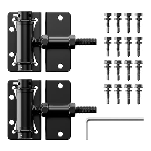 SANKINS Heavy-Duty Self-Closing Gate Hinges 90-Degree Adjustable Heavy-Duty Gate Hinges for Metal/PVC/Vinyl/Wood Fences Narrow Fence Gate Hardware Door Hinges with Adjustable Tension 2-Pack