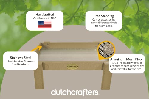 Dutchcrafters Plastic Poly Raised Platform Open Ground Feeder Seed Tray For Wild Birds, Outdoor Wildlife Feeder - Amish Made In America (Original, Weathered Wood) #TOP5