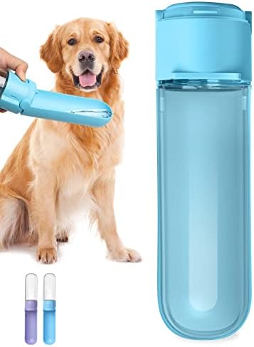 Caseeto Dog Water Bottle, Portable Dog Water Dispenser Pet Travel Water Bottle Foldable - Leak Proof - Food Grade Plastic Travel Dog Water Bottle for for Puppy Small Medium Large Dogs (14oz)